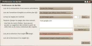 bartab conf2 300x151 Test de BarTab   extension Firefox pour limiter lusage de la mémoire et du CPU