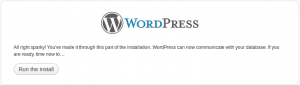 WordPress 3 page4 run install 300x85 Aperçu des fonctionnalités, Installation et test de Wordpress 3.0 beta 2