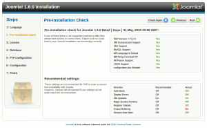 joomla 1 6 installer2 pre check 300x185 Nouveautés de Joomla 1.6   Howto dInstallation et Test