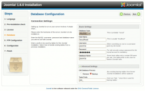 joomla 1 6 installer4 mysql database 300x188 Nouveautés de Joomla 1.6   Howto dInstallation et Test