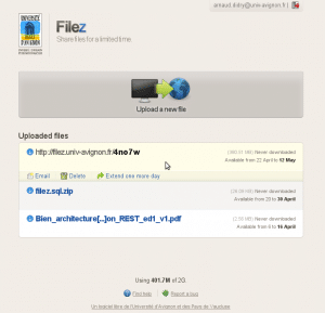 filez main page 300x289 Applications libres dupload de fichiers volumineux