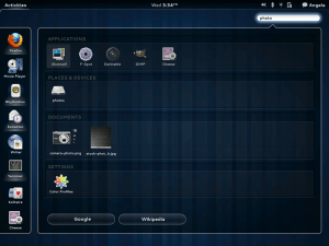 gnome 3 search result1 300x225 Nouveautés, Mockups et Screencast de Gnome 3 en attendant sa sortie en 201x