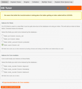 dbtuner indexes 276x300 DBTuner   Optimiser les performances de MySQL pour Drupal