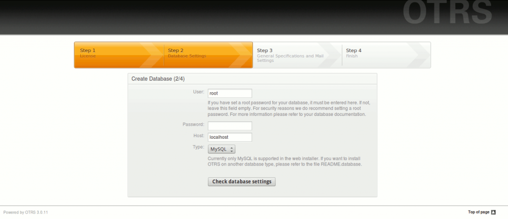 install check database 1024x442 Installer OTRS sur Ubuntu