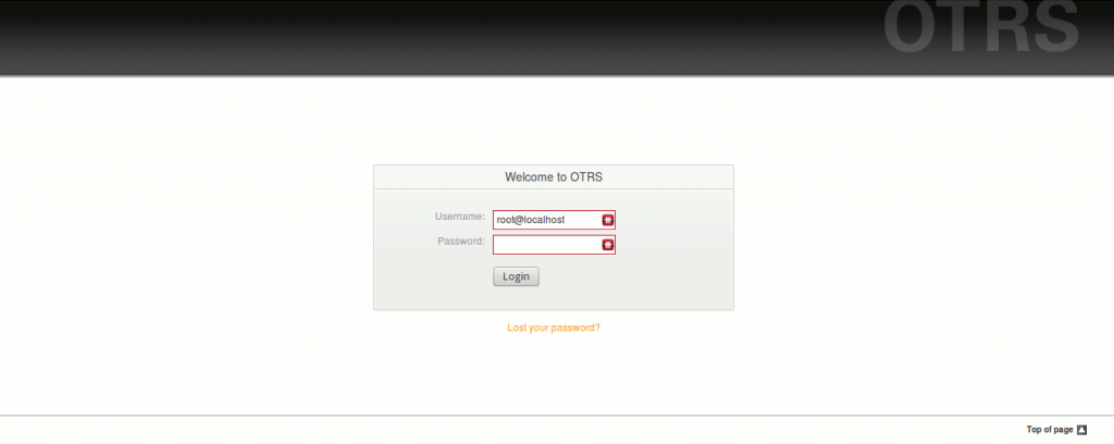 install login otrs 1024x408 Installer OTRS sur Ubuntu