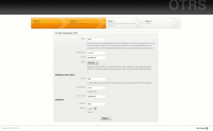 otrs install create database