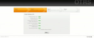 otrs install create database successfully
