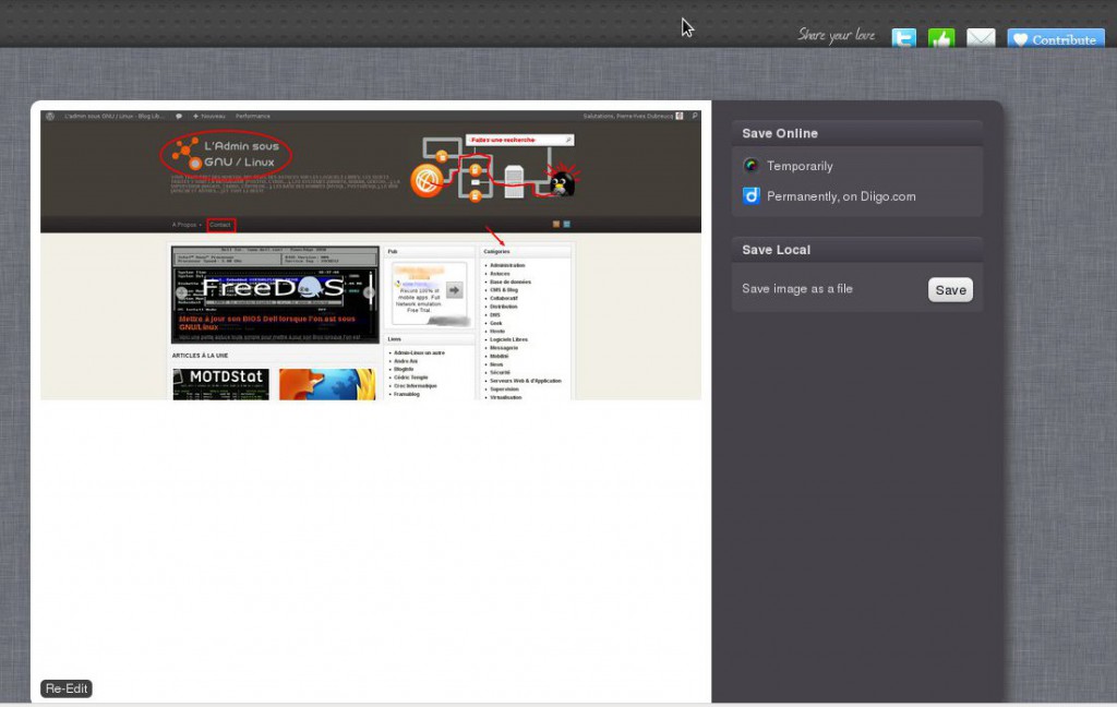 Plugin Firefox Awesome Screenshot Plus Capture, Annotate & More L'admin sous GNU / Linux